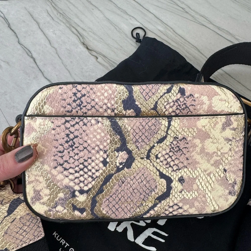 Kurt Geiger Pink and Cream Snakeskin Crossbody Bag - Picture 2 of 4